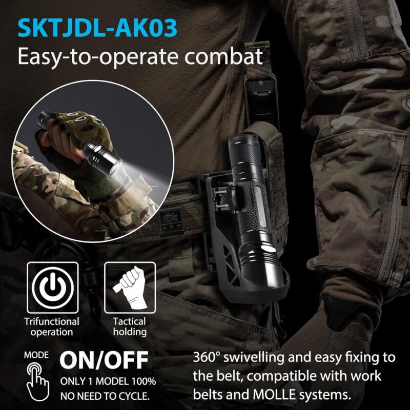 Police Flashlight with Holster for Duty Belt,Tactical Flashlight 1200 High Lumens Law Enforcement Flashlights with Belt Holder