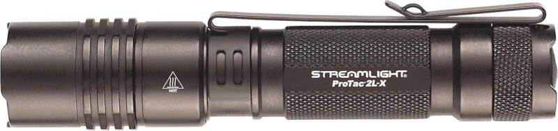 Streamlight 88062 ProTac 2L-X 500-Lumen EDC High Performance Multi-Fuel Tactical Flashlight, Includes CR123A Batteries, Holster, and Clip, Clear Retail Packaging, Black