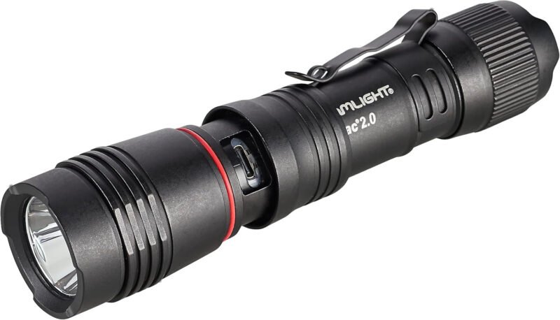 Streamlight 89000 ProTac 2.0 2000-Lumen Rechargeable Tactical Flashlight with USB C Cable, and Holster, Box, Black