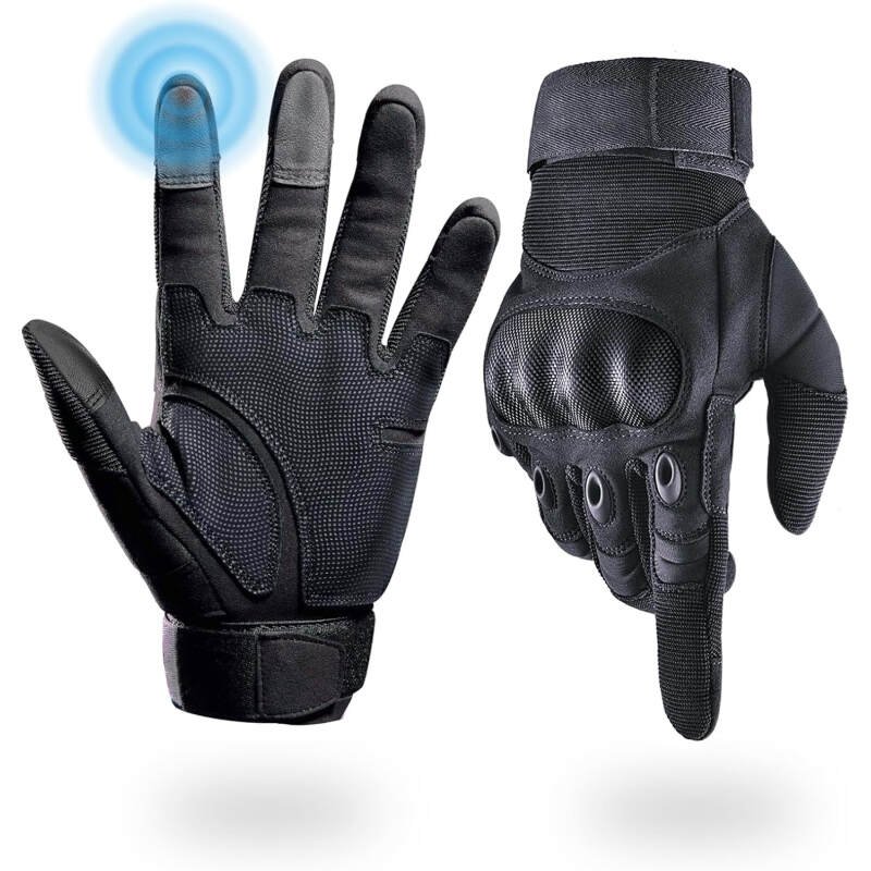 Tactical Gloves for Men, Shooting Gloves Hard Shell Knuckle Protection Leather Palm for Shooting