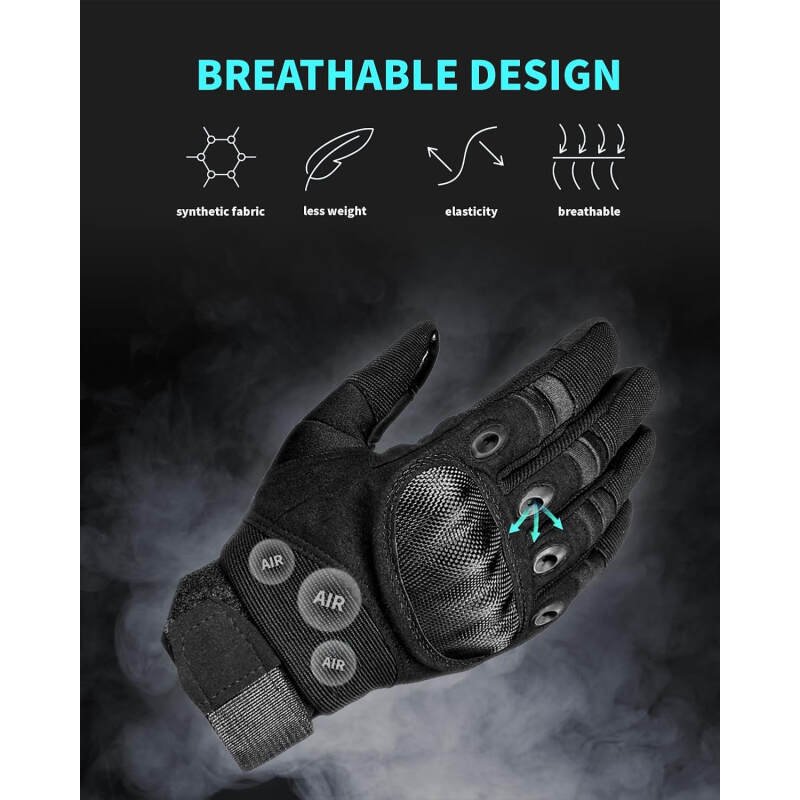 Tactical Gloves for Men, Shooting Gloves Hard Shell Knuckle Protection Leather Palm for Shooting