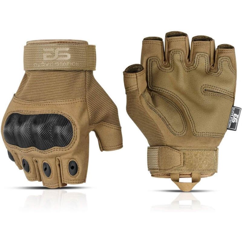 Glove Station- Fingerless Knuckle Tactical Gloves for Men