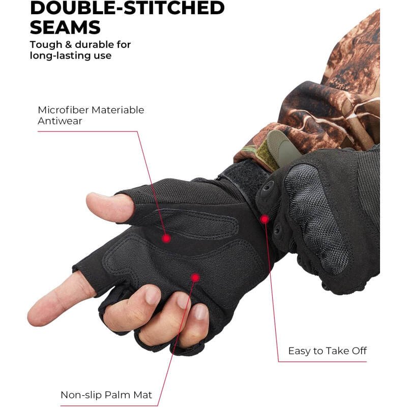 KEMIMOTO Fingerless Tactical Gloves for Men