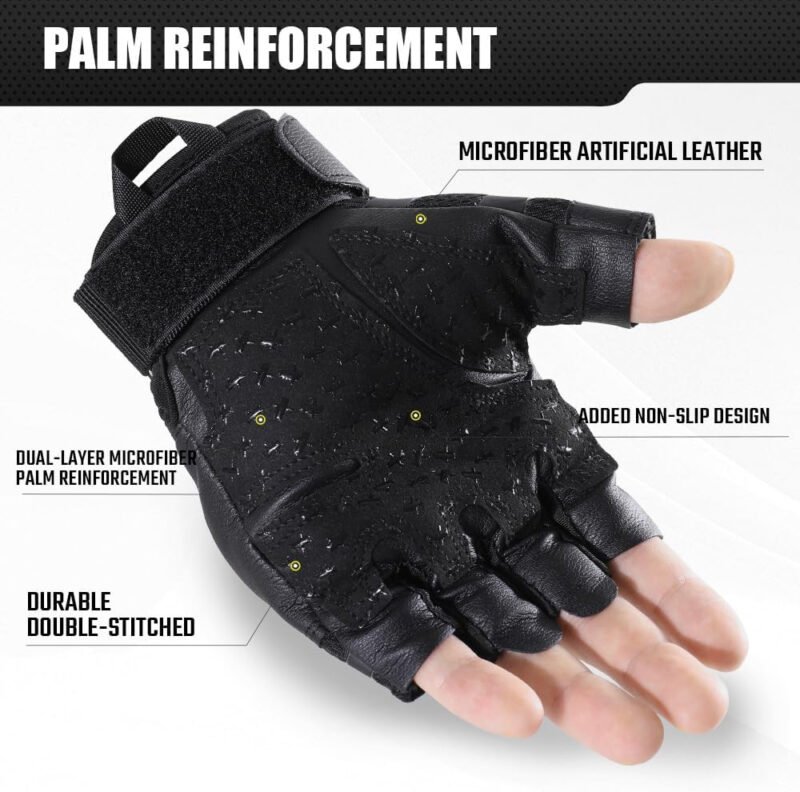 AXBXCX Tactical Fingerless Gloves for Men – Ultimate Impact Protection, Non-Slip & Breathable