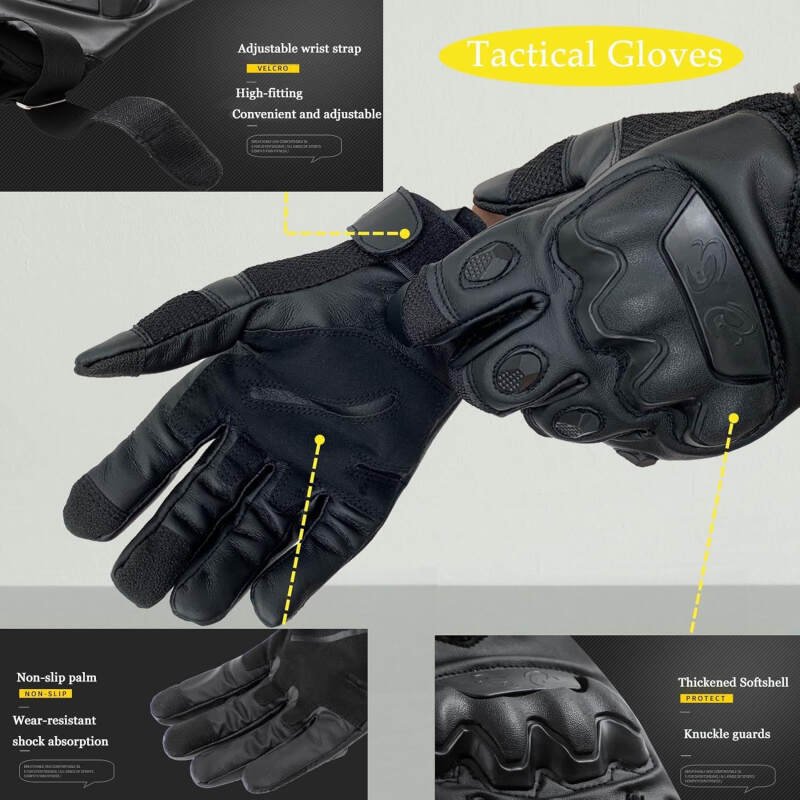 Tactical Gloves for Men Touchscreen Gloves with Hard Shell Leather Palm Padding
