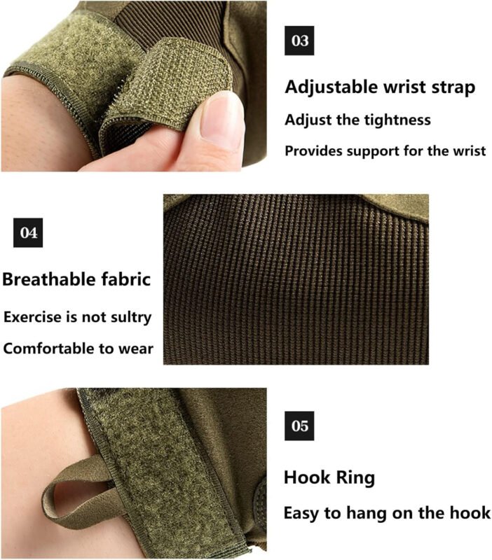 Tactical Gloves for Men, Shooting, Motorcycle, Knuckle Protection, , Paintball, Outdoor Sports, Touchscreen, Forest Green