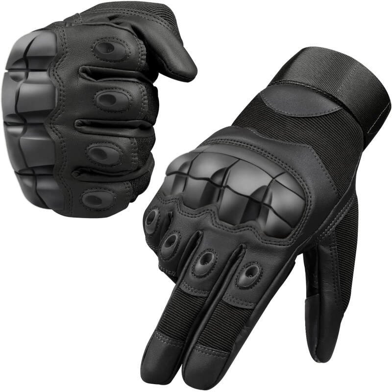 Motorcycle Gloves for Men Hard Knuckle Protective Tactical Leather Glove