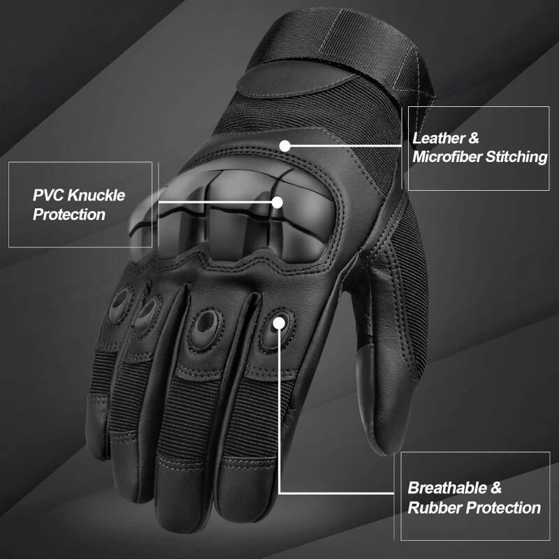 Motorcycle Gloves for Men Hard Knuckle Protective Tactical Leather Glove