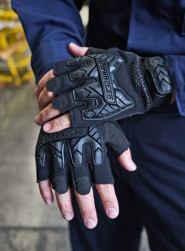 Ironclad IEXT-FIBLK-04-L Tactical Fingerless Impact Glove Black, Large