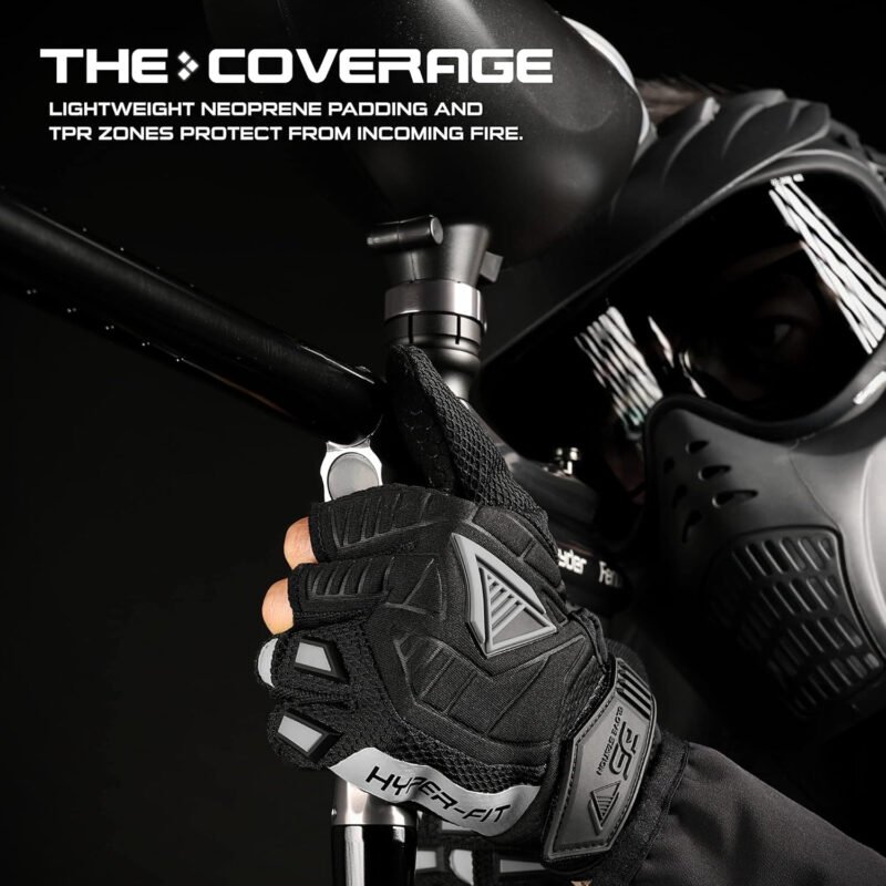 Glove Station Hyper-Fit Tactical Shooting & Work Gloves – Gray, Medium – 2 Fingerless Design Paintball &  Gear for Men with Outstanding Grip for Combat, Hunting, Shooting, & Work