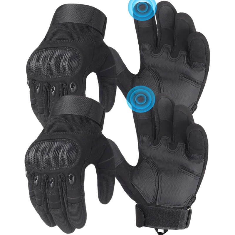2 Pair  Gloves, Hard Knuckle Touchscreen Tactical Gloves, Black Full Finger Gloves for Men