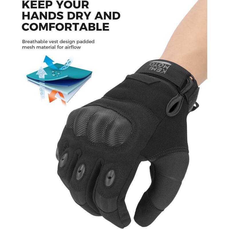 KEMIMOTO Tactical Gloves for Men, Touchscreen Motorcycle Gloves with Hard Shell & Palm Padding for Sports Motorcycle Cycling Tactical  Paintball Hunting Hiking Camping Climbing