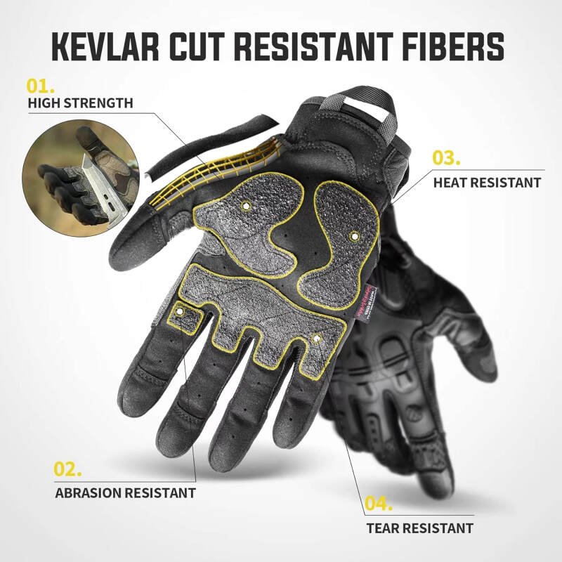 ZUNE LOTOO Touchscreen Tactical Gloves Men with Kevlar-Lined & TPR Impact Protection for Motorcycle Paintball  Range Work（ZAG6