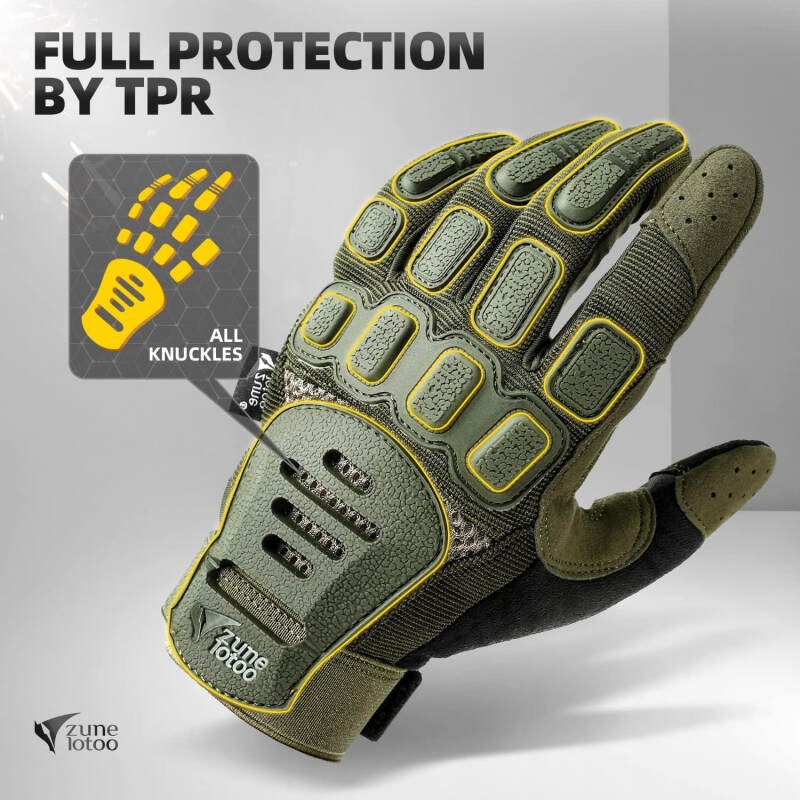 ZUNE LOTOO Touchscreen Tactical Gloves Men with TPR Finger Impact Protection & Palm Padded for Motorcycle  Paintball Range Work