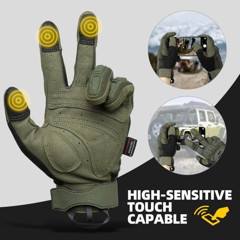 ZUNE LOTOO Touchscreen Tactical Gloves Men with TPR Finger Impact Protection & Palm Padded for Motorcycle  Paintball Range Work