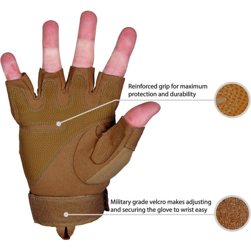 TitanOPS Fingerless ard Knuckle Motorcycle Hunting Tactical Training Shooting Outdoor Gloves