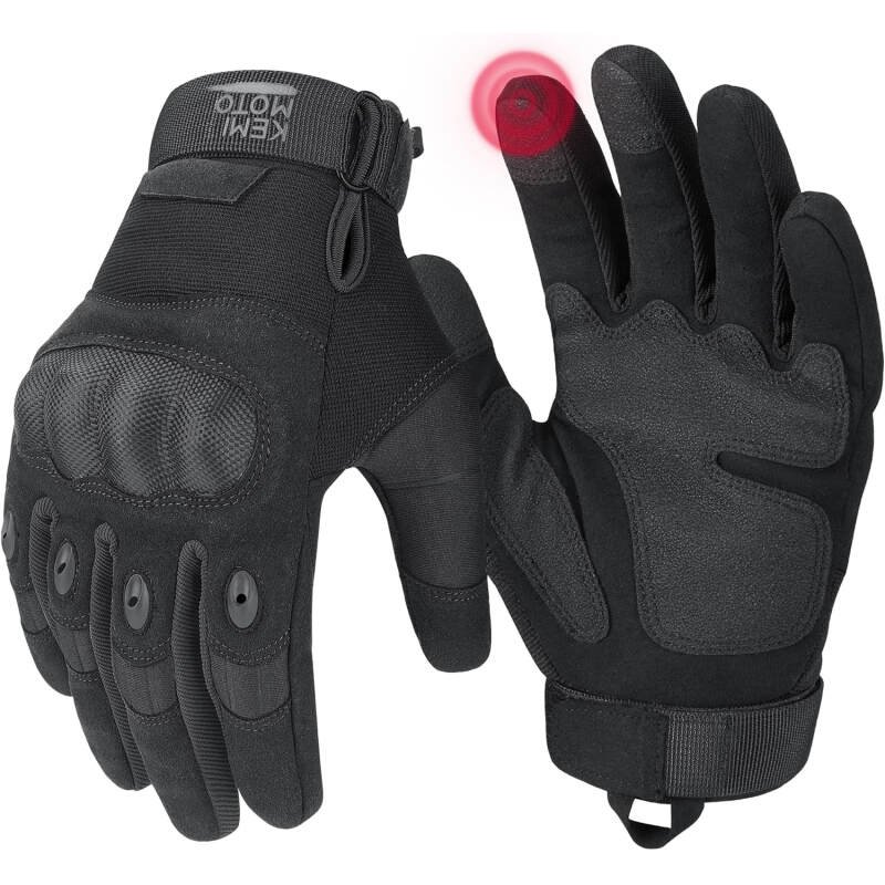 KEMIMOTO Tactical Gloves for Men, Touchscreen Motorcycle Gloves with Hard Shell & Palm Padding for Sports Motorcycle Cycling Tactical  Paintball Hunting Hiking Camping Climbing