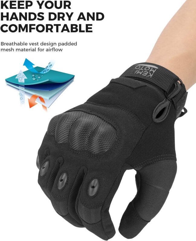 KEMIMOTO Tactical Gloves for Men, Touchscreen Motorcycle Gloves with Hard Shell & Palm Padding for Sports Motorcycle Cycling Tactical  Paintball Hunting Hiking Camping Climbing