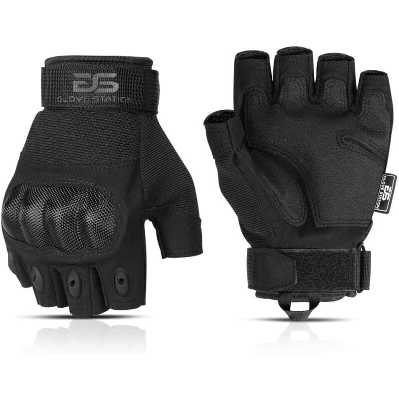 Glove Station The Combat – Fingerless Knuckle Tactical Gloves for Men – Motorcycle Gloves for Tactical Shooting, , Hunting, Police Work and Hiking