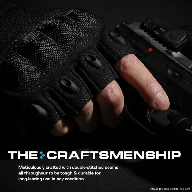 Glove Station- Fingerless Knuckle Tactical Gloves for Men – Motorcycle Gloves for Tactical Shooting, , Hunting, Police Work and Hiking