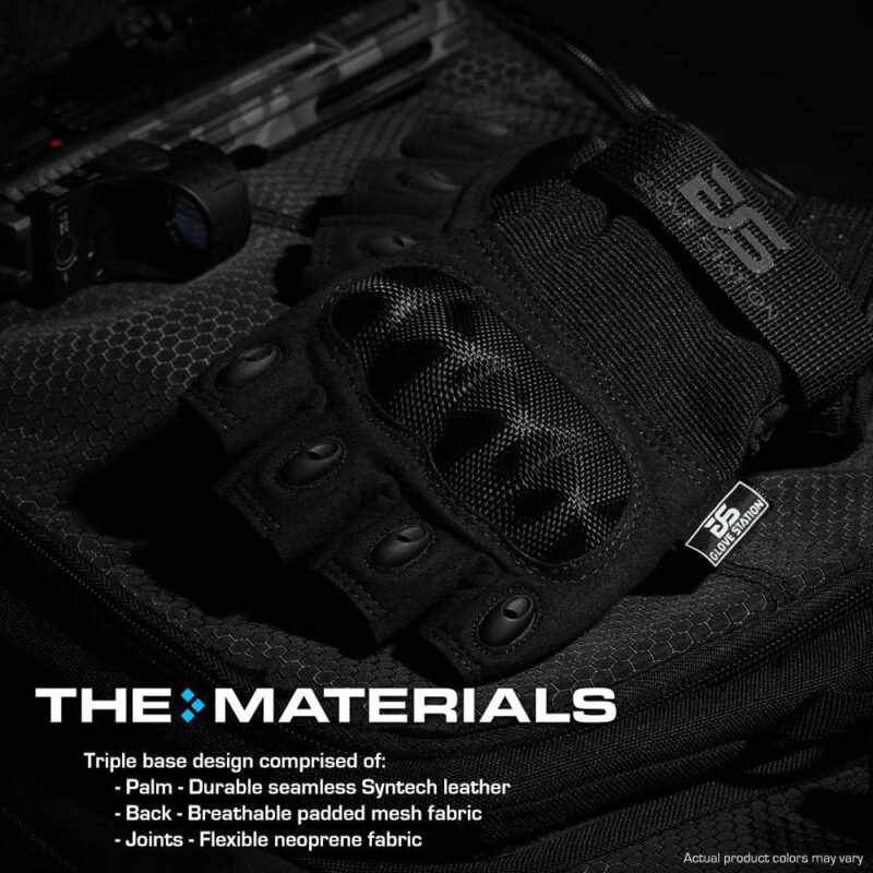 Glove Station- Fingerless Knuckle Tactical Gloves for Men – Motorcycle Gloves for Tactical Shooting, , Hunting, Police Work and Hiking