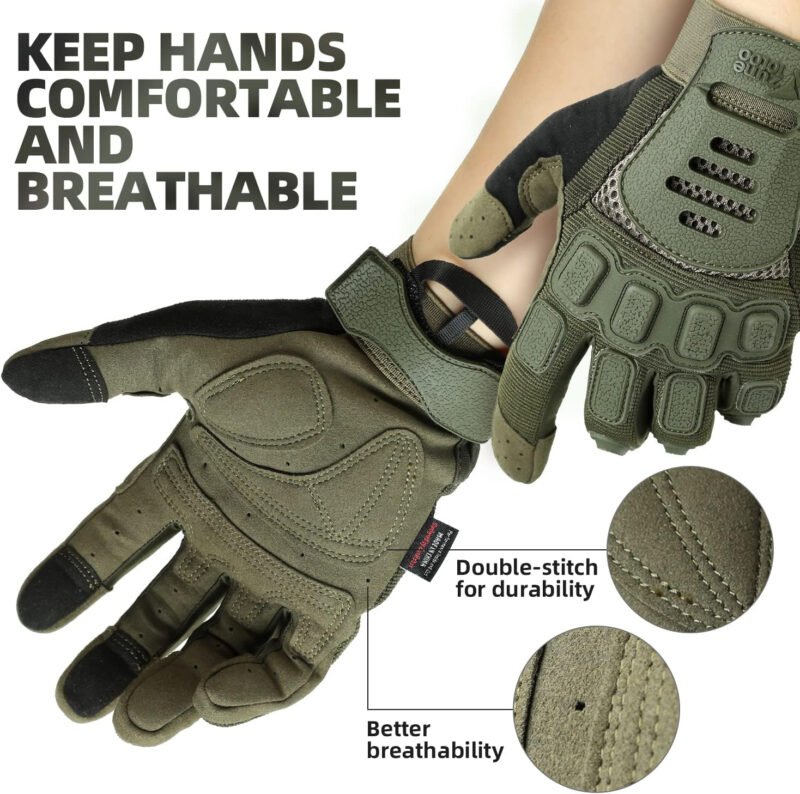 ZUNE LOTOO Touchscreen Tactical Gloves Men with TPR Finger Impact Protection & Palm Padded for Motorcycle  Paintball Range Work