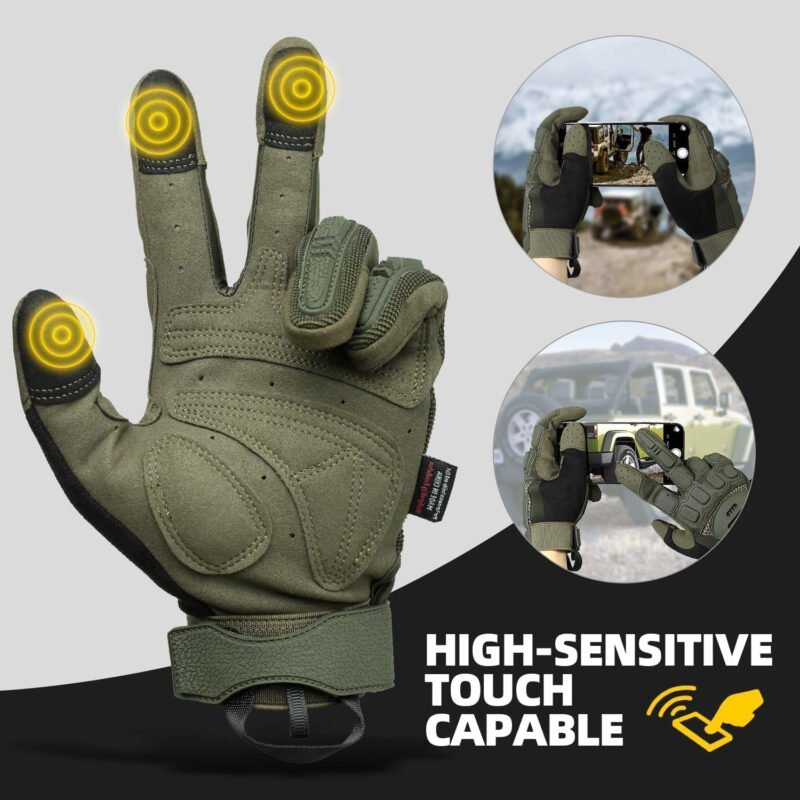 ZUNE LOTOO Touchscreen Tactical Gloves Men with TPR Finger Impact Protection & Palm Padded for Motorcycle  Paintball Range Work