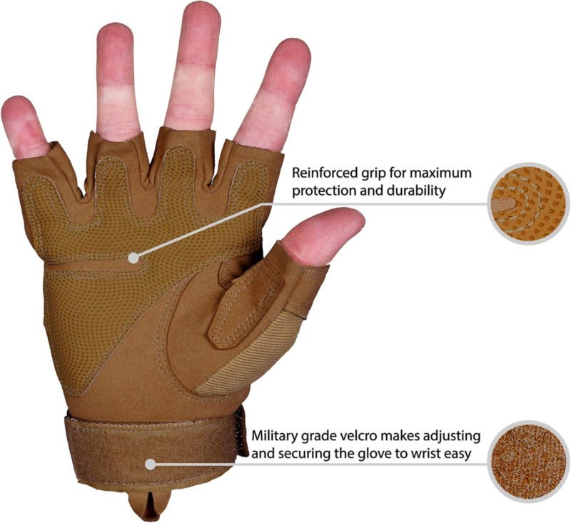 TitanOPS Fingerless ard Knuckle Motorcycle Hunting Tactical Training Shooting Outdoor Gloves