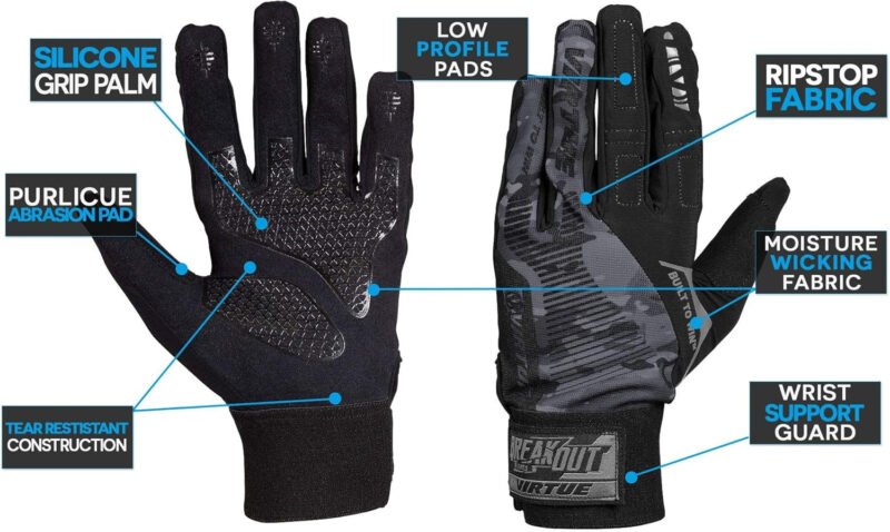 VIRTUE Breakout Gloves – Multi-Sport Ripstop Full Finger Paintball Gloves