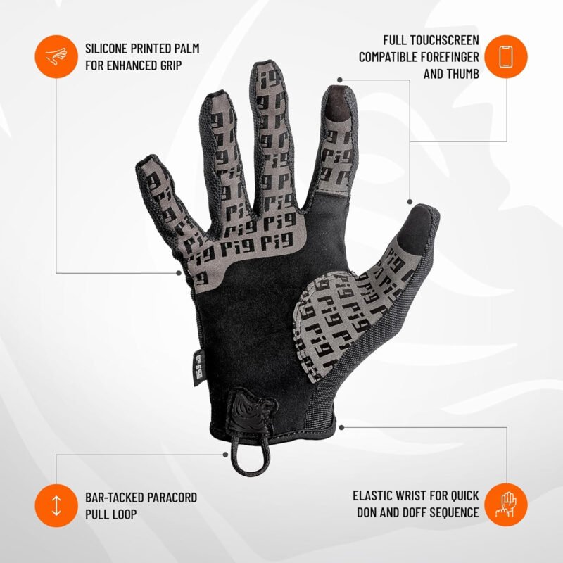 PIG Delta Utility Tactical Gloves, Touchscreen Compatible, High Dexterity, for Shooting, 1 Pair