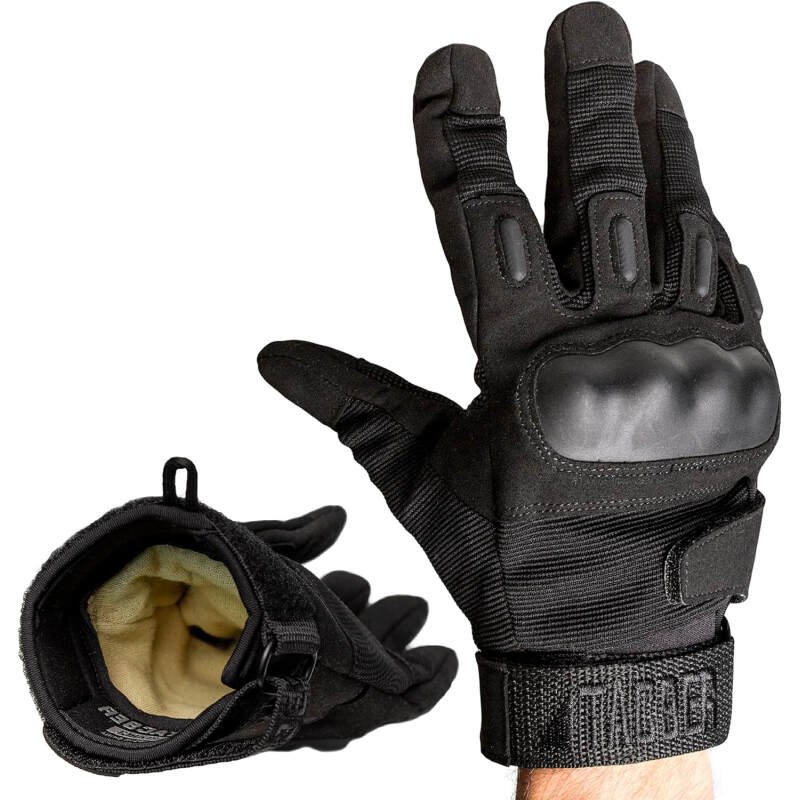 Kevlar Lined Tactical Gloves – Full Hand Protection Black Tactical Gloves, Cut and Temperature Resistant, Motorcycle Gloves, Touchscreen Friendly, Paintball and  Gloves for Men and Women