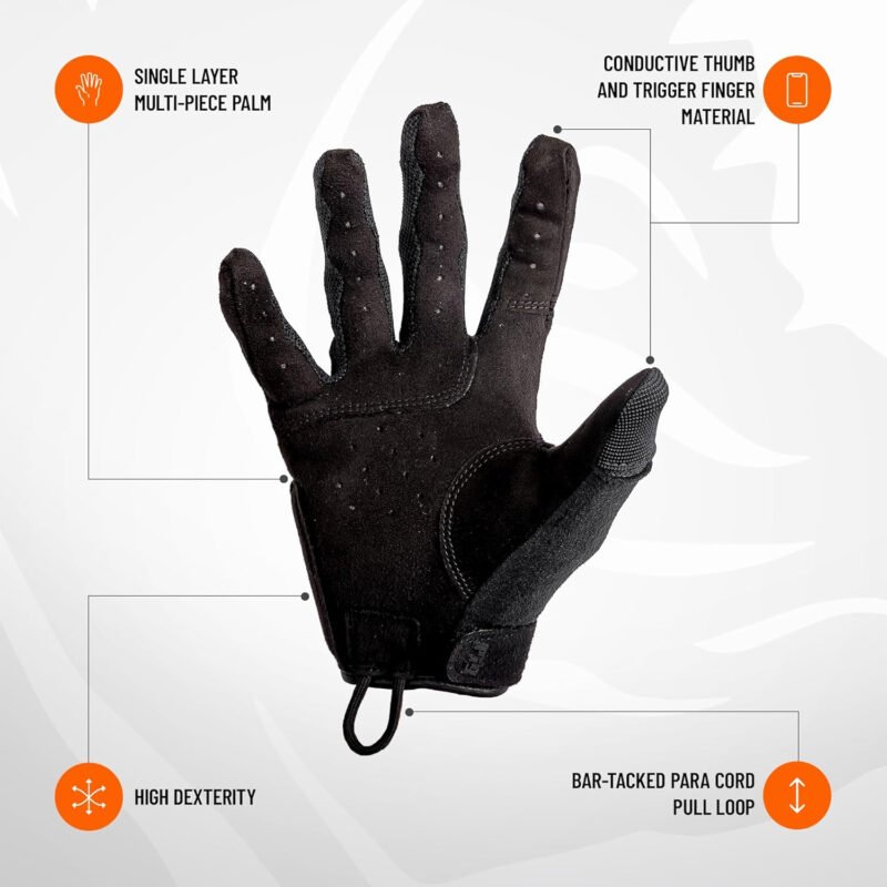 PIG Alpha Full Dexterity Tactical Gloves for Shooting, Touchscreen Compatible, Breathable, 1 Pair
