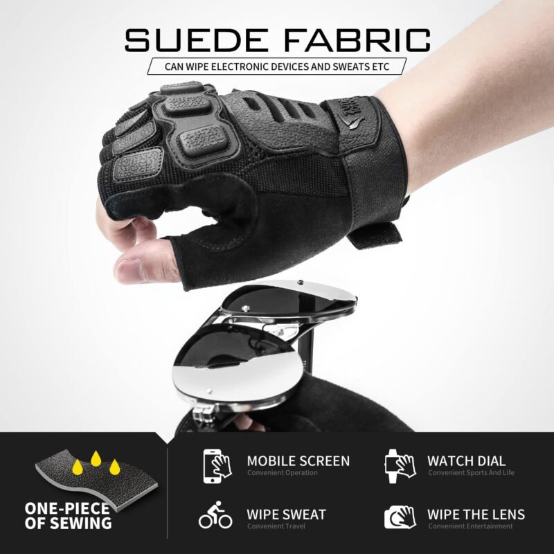 ZUNE LOTOO Fingerless Tactical Gloves Men with TPR Impact Protection & EVA Palm Padded, Half Finger Gloves for Motorcycle Work Paintball  Range(Black)