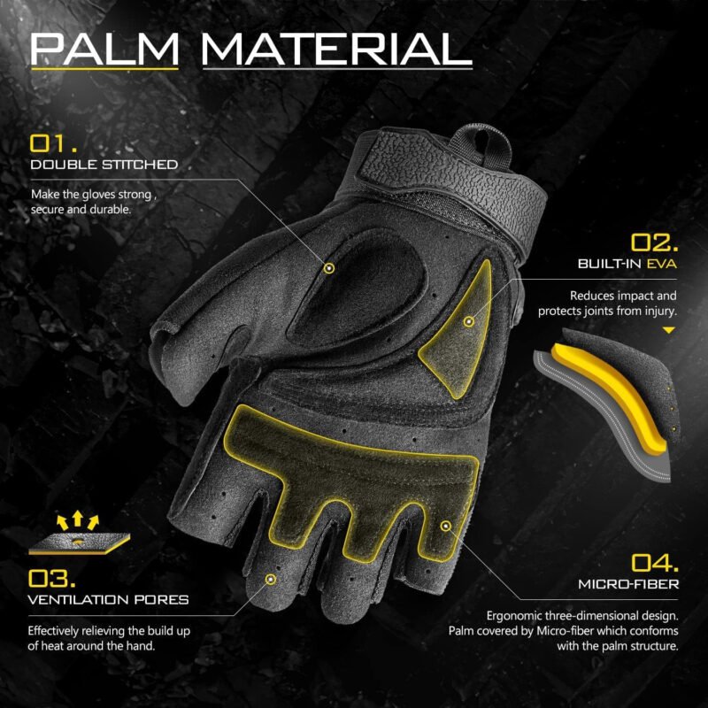 ZUNE LOTOO Fingerless Tactical Gloves Men with TPR Impact Protection & EVA Palm Padded, Half Finger Gloves for Motorcycle Work Paintball  Range(Black)