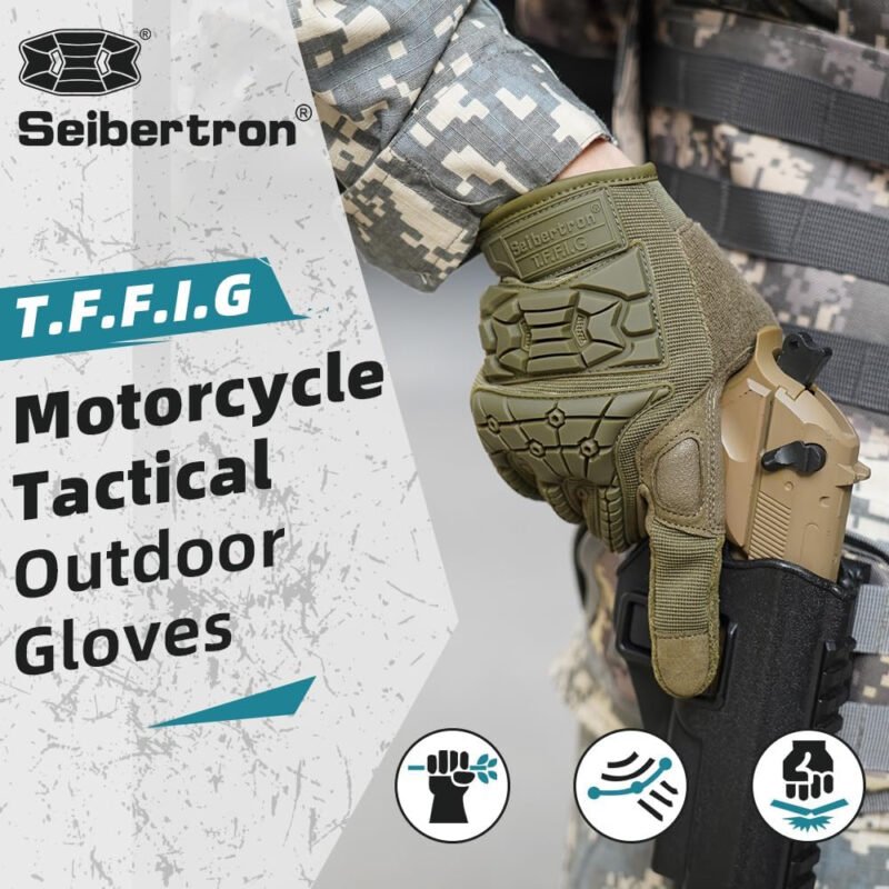 Seibertron T.T.F.I.G/T.H.F.I.G/T.F.F.I.G 2.0 Men’s Tactical Gloves Flexible Rubber for Hunting Hiking  Paintball Motorcycle Motorbike Riding Outdoor Gloves