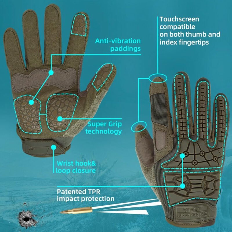 Seibertron T.T.F.I.G/T.H.F.I.G/T.F.F.I.G 2.0 Men’s Tactical Gloves Flexible Rubber for Hunting Hiking  Paintball Motorcycle Motorbike Riding Outdoor Gloves