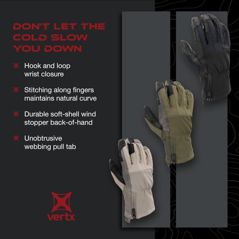 Vertx Crisp Action Mens Tactical Gloves, Water Resistant, Breathable, Touch Screen Compatible with Trigger Guard
