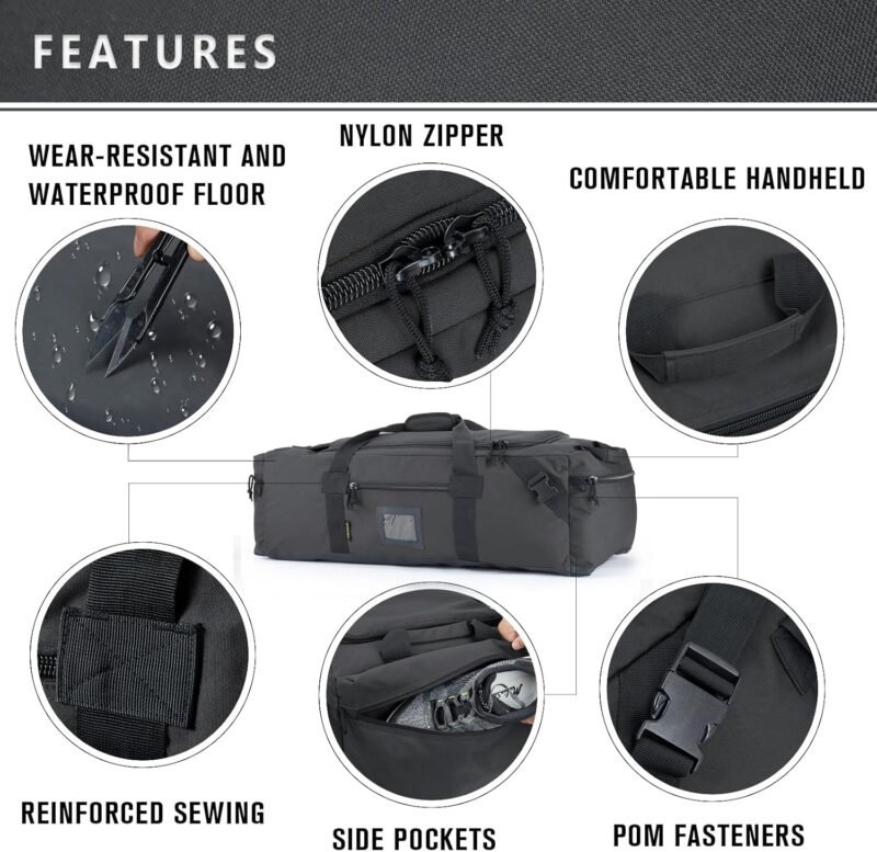 105l Large Duffel Bag For Travel, Gym & Sports – Water Repellent Polyester, Hidden Straps, Shoe Compartment – Perfect Luggage Duffle Bag Or Backpack For Men & Women