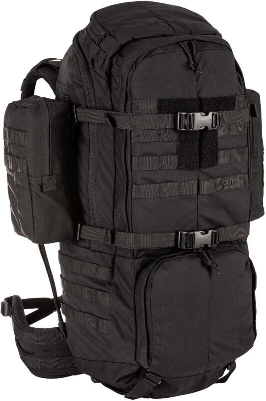 5.11 Tactical Military RUSH100 60L Deployment Backpack, Hydration & Storage Ready, Style 56555, Black, Large/X-Large: 35″-45″ Hip