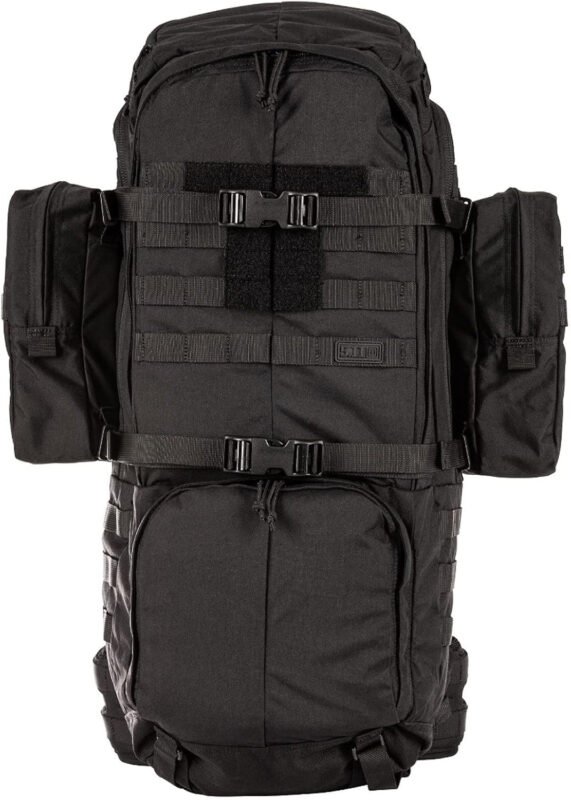 5.11 Tactical Military RUSH100 60L Deployment Backpack, Hydration & Storage Ready, Style 56555, Black, Large/X-Large: 35″-45″ Hip