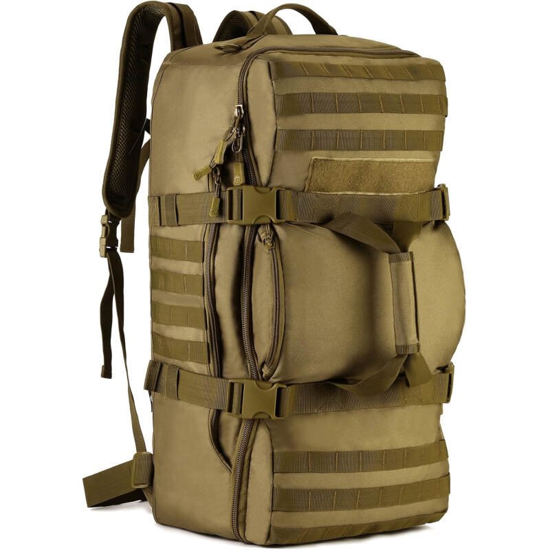 ArcEnCiel60L Outdoor Tactical Duffel Backpack Military Waterproof Suitcase Sport Luggage Hiking Camping Bag（Rain Cover+Patch）
