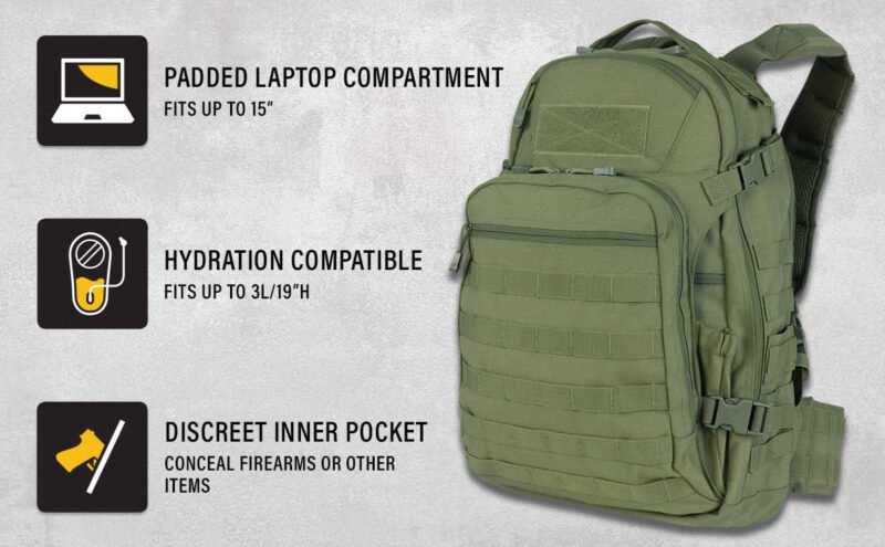 Condor Venture Pack – Tactical Backpack – Military, Survival, First Responders – Laptop Sleeve