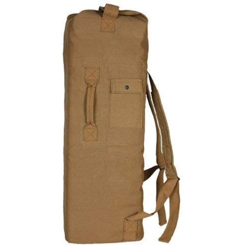 Farm Blue 2 Strap Top Load Extra Large XL Military Duffel Bags – Heavy Duty Army Grade Cotton Canvas Duffle Bags For Men, Women & Students – XL Top Loading Tactical Gear Sack –22″ x 38″ Coyote Tan