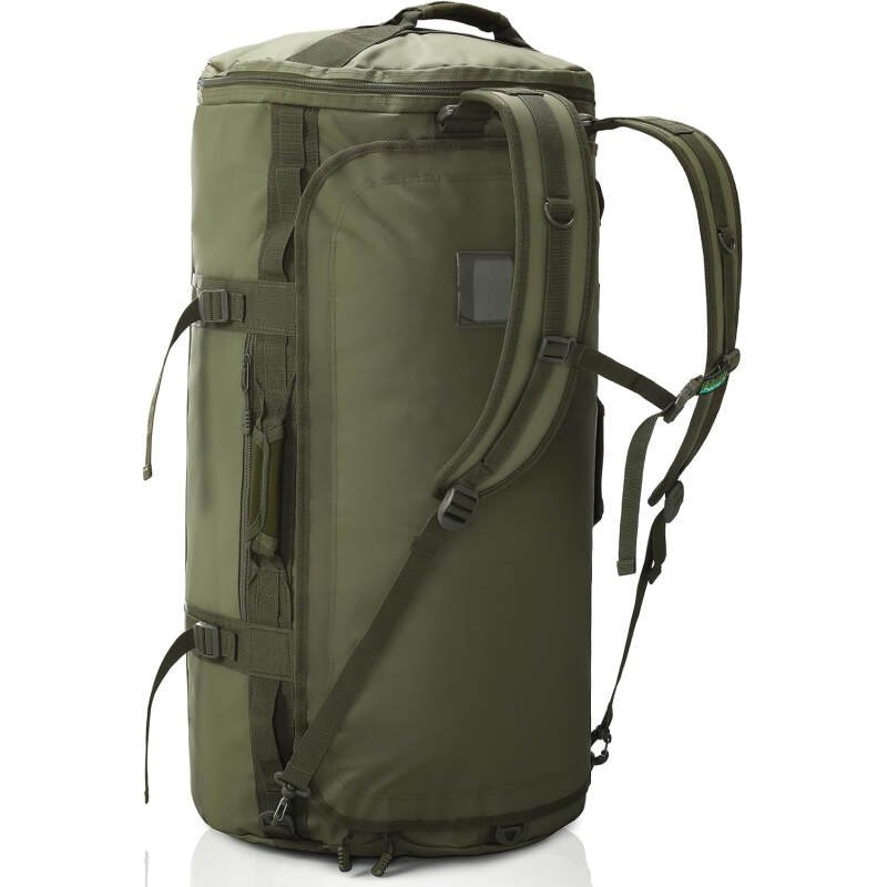 Haimont Large Duffle Backpack Bag for Men Travel, Heavy Duty Duffel Bags with Shoes Compartment for Long Trip, Camping, Water-resistant, 90L, Army Green
