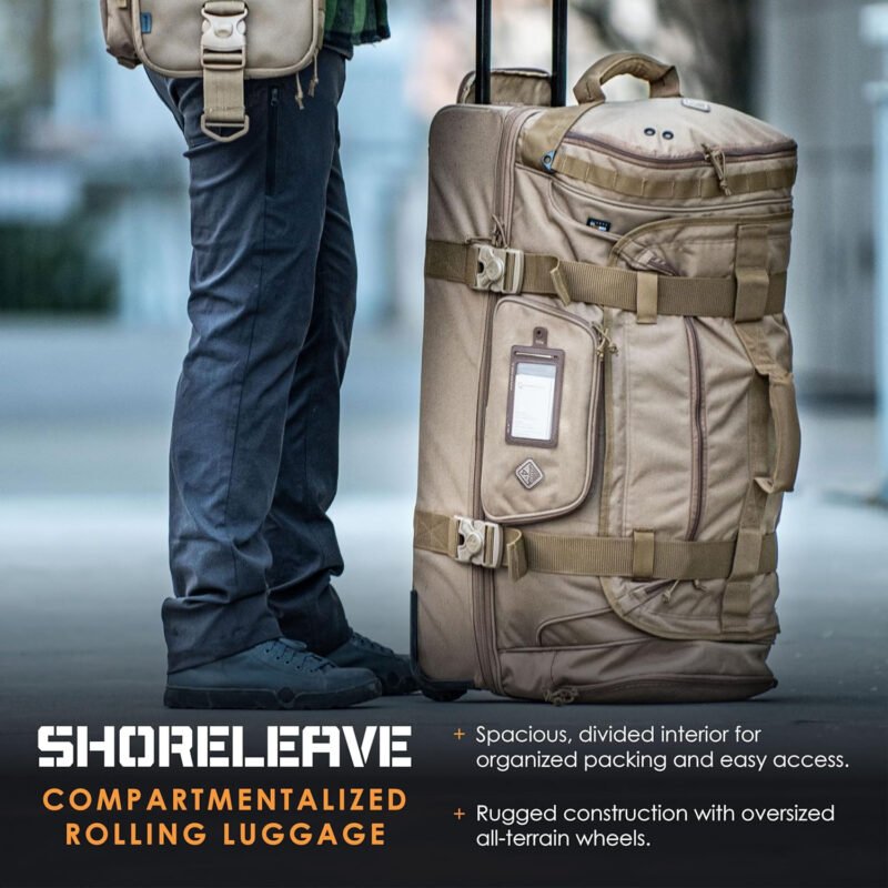 HAZARD 4 Shoreleave – Compartmentalized Rolling Luggage, Tactical Duffle Bag With Wheels, Military Deployment Travel Stiff Bottom Duffle (103.4 L)