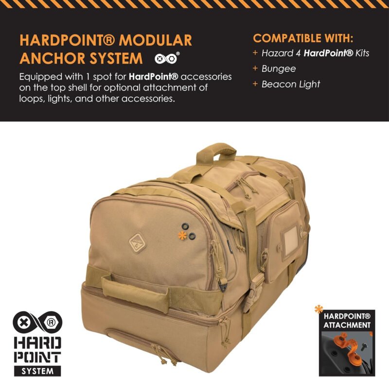 HAZARD 4 Shoreleave – Compartmentalized Rolling Luggage, Tactical Duffle Bag With Wheels, Military Deployment Travel Stiff Bottom Duffle (103.4 L)