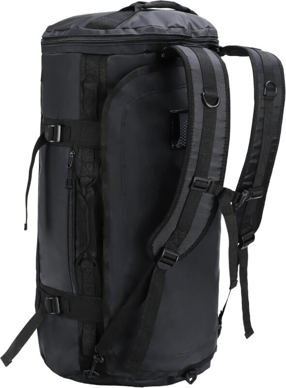 MIER Large Duffel Backpack Sports Gym Bag with Shoe Compartment, Heavy Duty and Water Resistant, Black, 90L