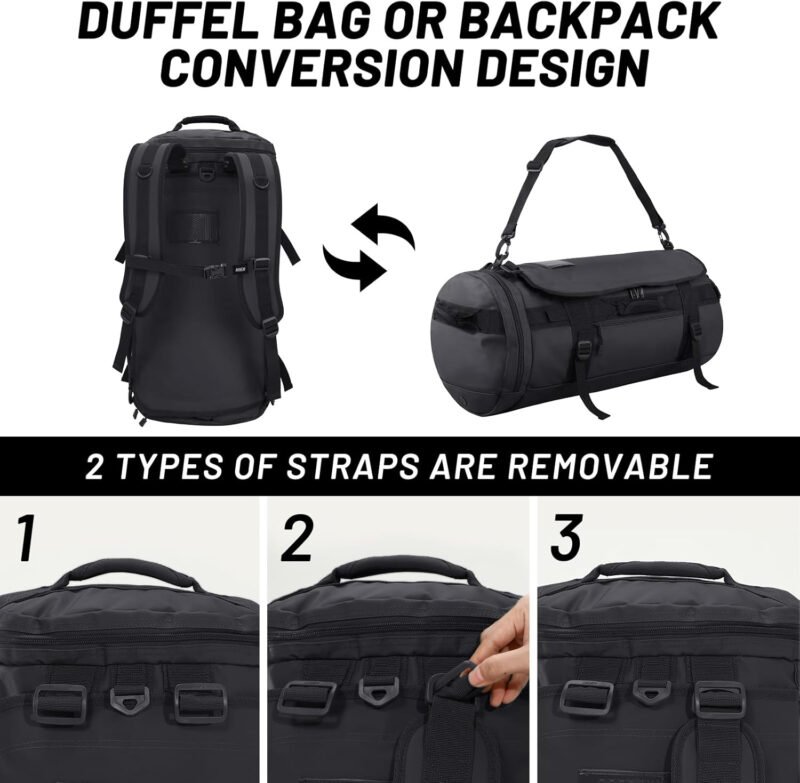 MIER Large Duffel Backpack Sports Gym Bag with Shoe Compartment, Heavy Duty and Water Resistant, Black, 90L