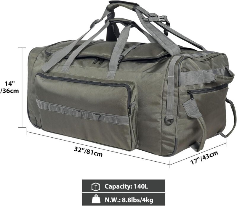 REDCAMP 85L/120L/140L Foldable Duffle Bag with Wheels, Large Travel Duffel Bag
