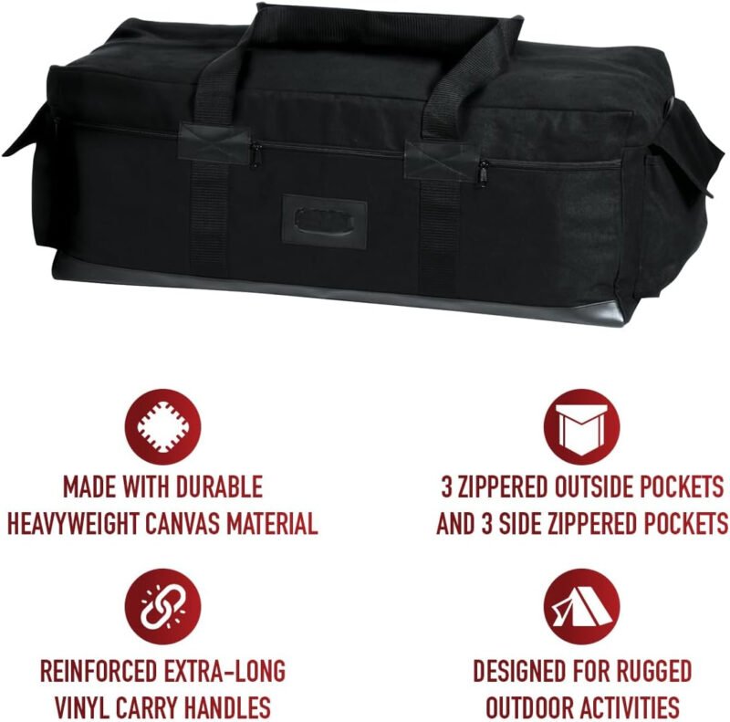 Rothco Canvas Israeli Type Duffle Bag, Black